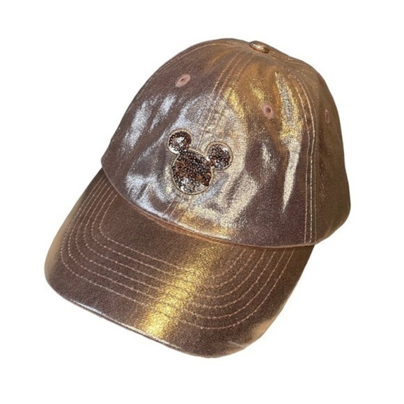 DISNEY PARKS | WOMENS DISNEY ROSEGOLD MICKEY SHIMMER HAT - Picture 1 of 7